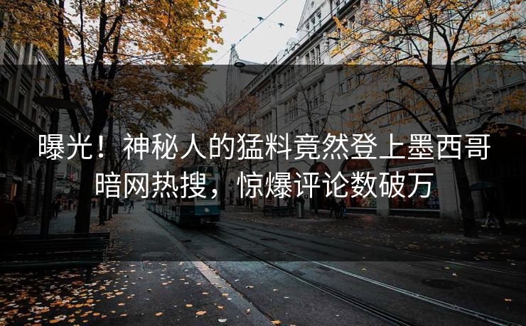 曝光！神秘人的猛料竟然登上墨西哥暗网热搜，惊爆评论数破万