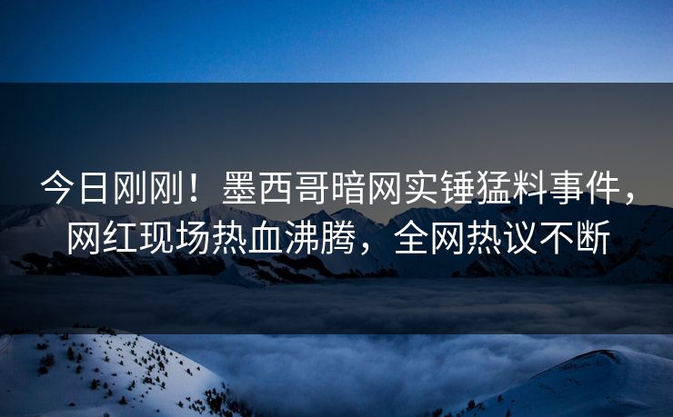 今日刚刚！墨西哥暗网实锤猛料事件，网红现场热血沸腾，全网热议不断