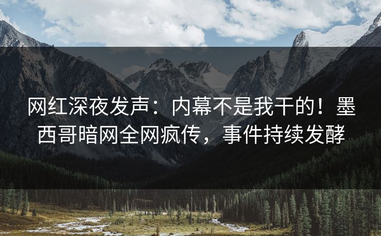网红深夜发声：内幕不是我干的！墨西哥暗网全网疯传，事件持续发酵