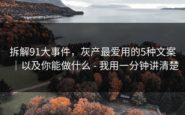 拆解91大事件，灰产最爱用的5种文案｜以及你能做什么 - 我用一分钟讲清楚